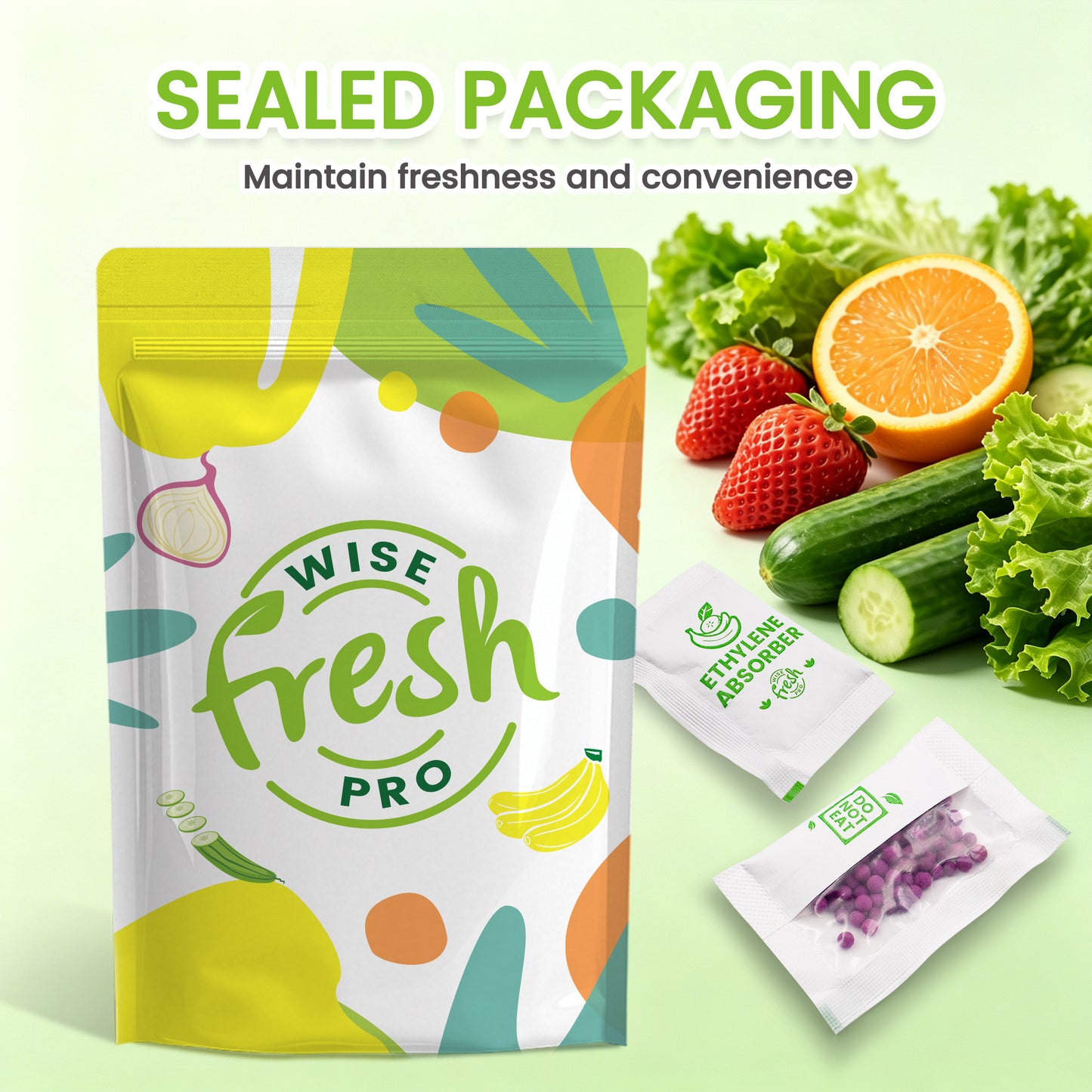 WiseFreshPro Ethylene Absorber for Fresher Fruits & Vegetables