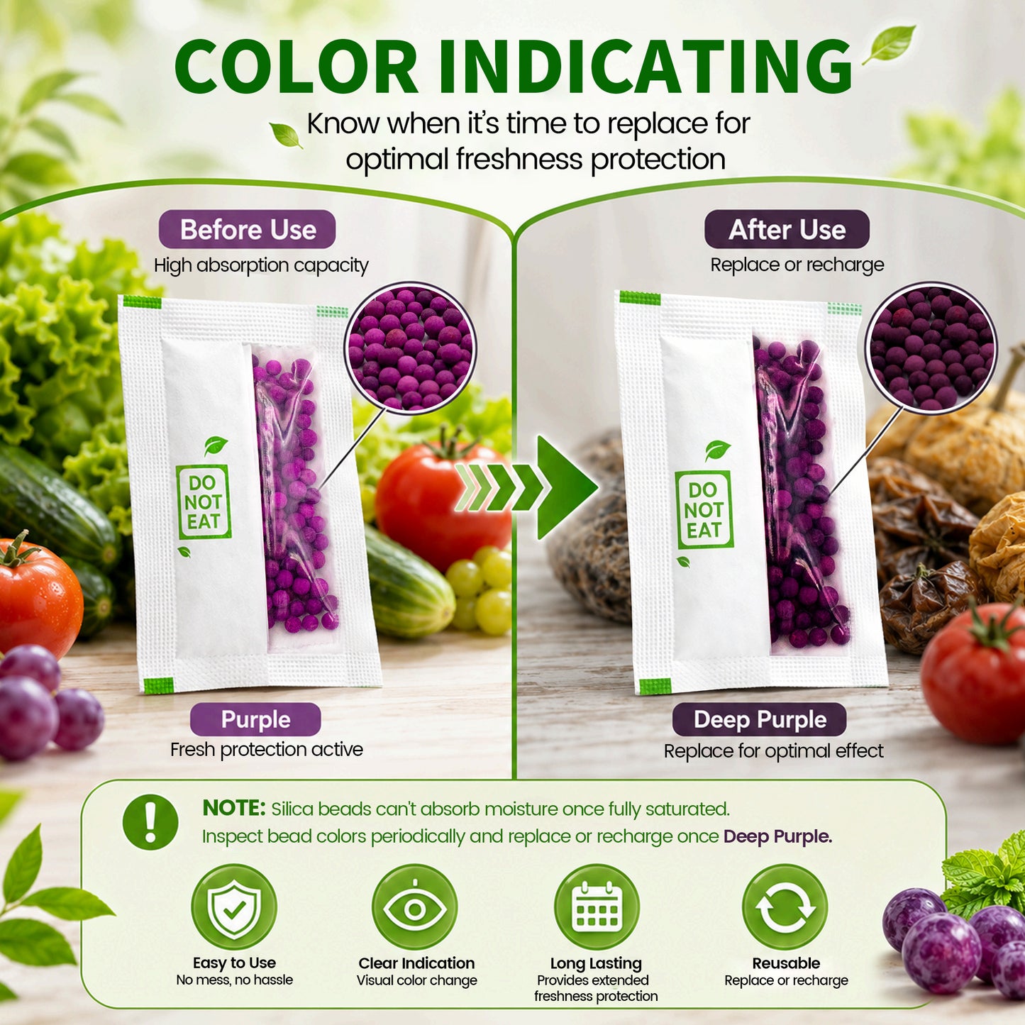 WiseFreshPro Ethylene Absorber for Fresher Fruits & Vegetables